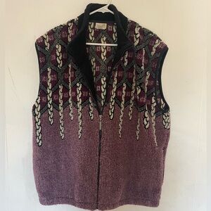 Vintage duffle fleece vest purple xl ombré geometric pattern